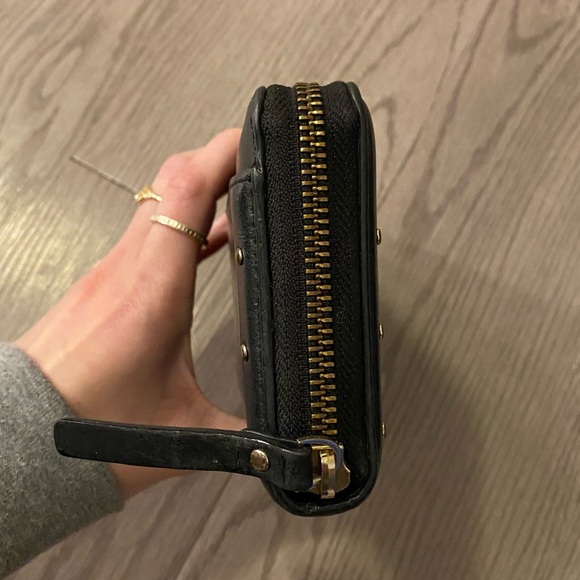 Kate Spade Large Black & Gold Studded Cow Leather Zip Up Wallet - Picture 4 of 12